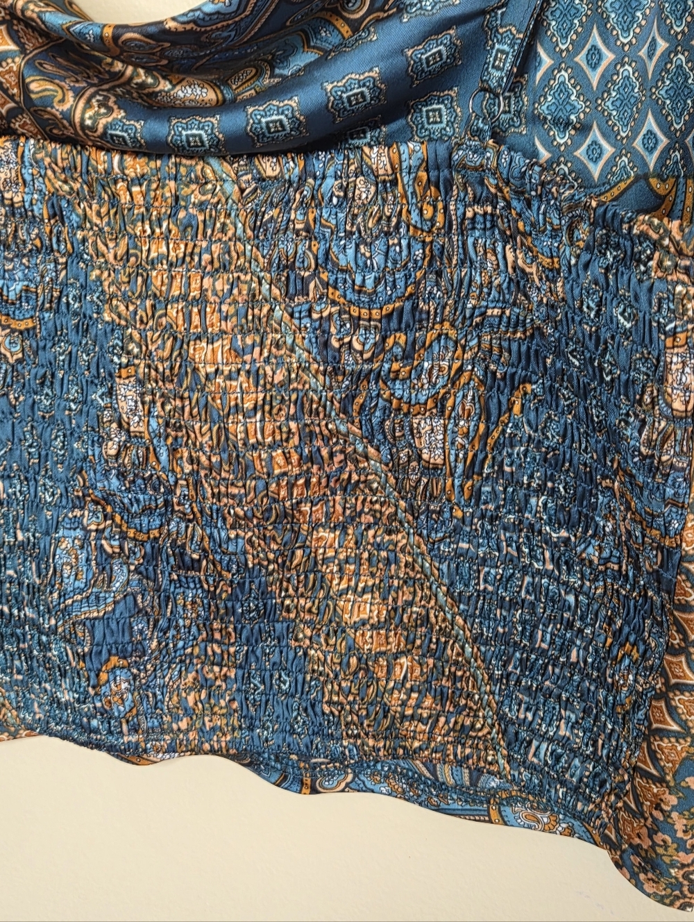 Everyday Chic Boutique Navy Paisley Patchwork Satin Cami Tank Top Size Medium - Picture 8 of 10